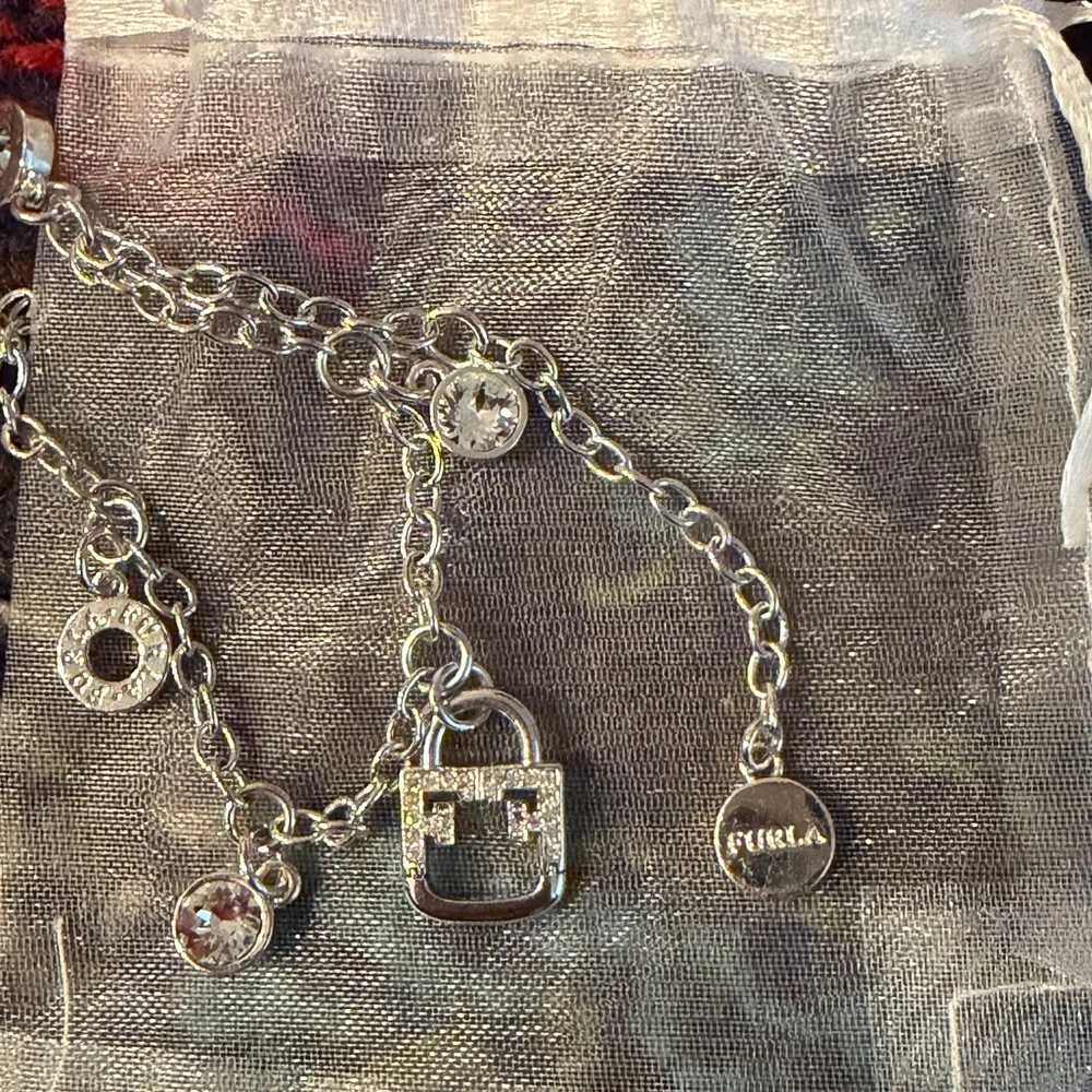 Furla Silver Charm Bracelet with Swarovski Crystals